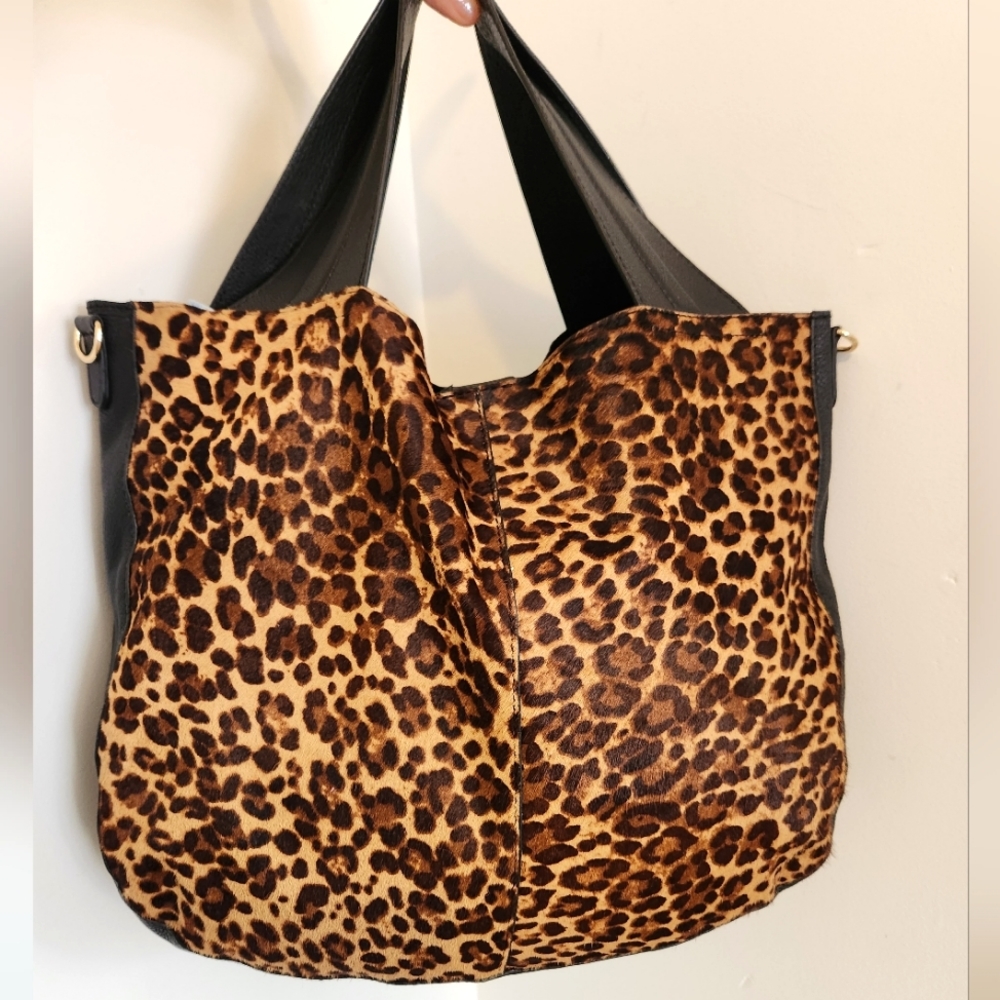 Vince Camuto Leopard Print Hobo Bag